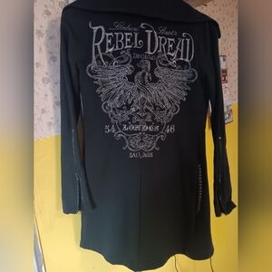 SALVAGE VINTAGE Black Rebel Dead Graphic Coat. XS